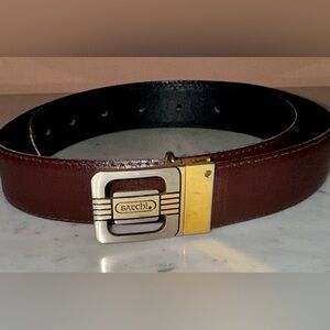 SATCHI Vintage Dark Brown Italian Leather Belt with Silver and Gold Buckle